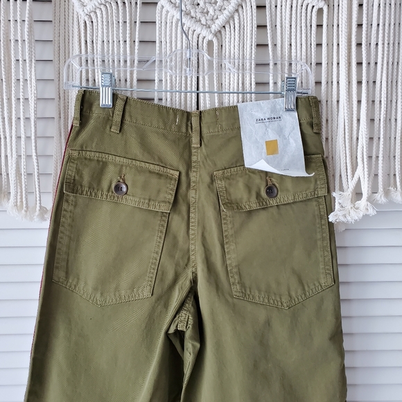 ZARA WOMAN Worker Straight Utility Glitter Pants 2 - Picture 7 of 8